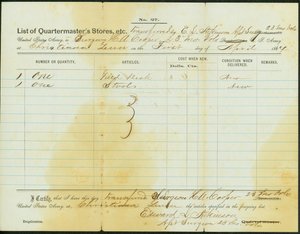 Lists Stores Transferred by Atkinson to Surgeon H. A. Cooper, 23rd Missouri Volunteer Infantry by Edward S. Atkinson